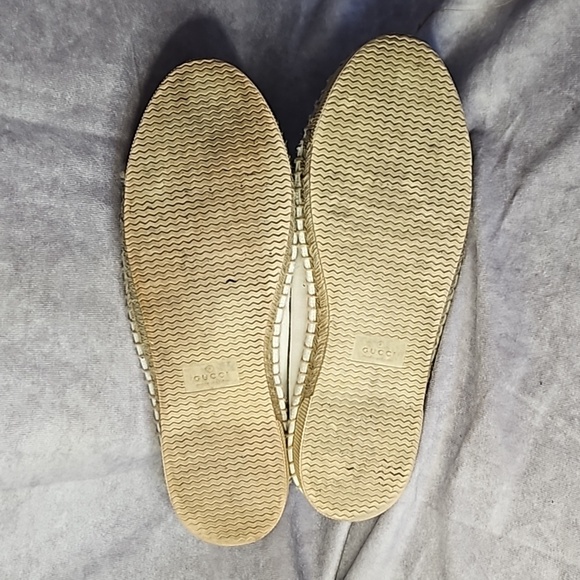 Gucci White Cream Ivory Leather Trim Canvas Espadrille Sneaker Shoe Sz. 38.5 - Picture 7 of 8